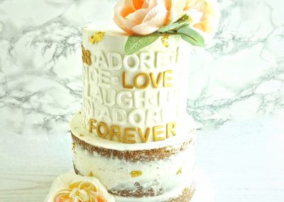 two-tiered wedding cake