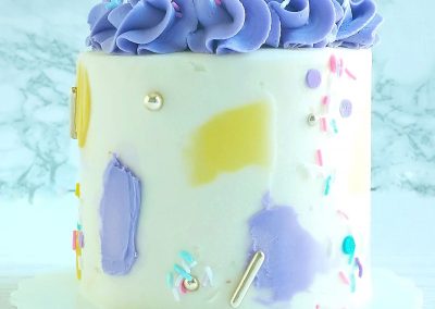 Purple and Yellow Birthday Cake