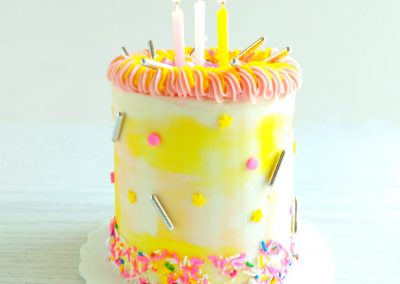 Yellow and Pink Birthday Cake